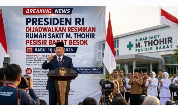 Presiden Prabowo Dijadwalkan Resmikan RSUD KH Muhammad Thohir di Pesisir Barat