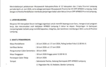 Seleksi Ketat Calon Ketua APINDO Lampung Dimulai, Ini Syarat dan Tahapannya